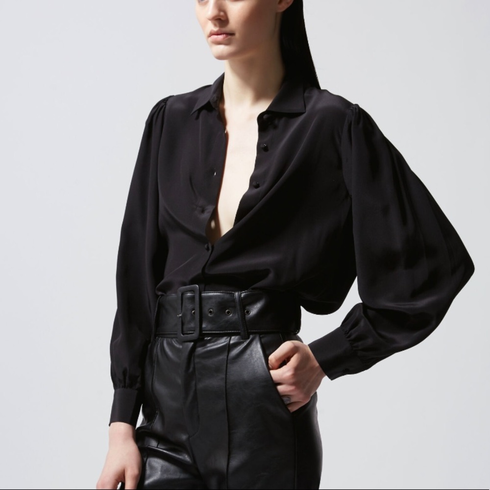 The kooples black silk button up